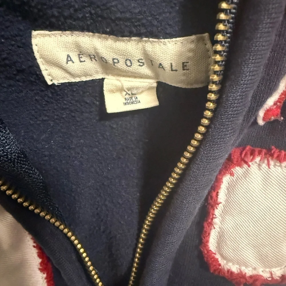 Aeropostale Navy Blue Hoodie with Red Accents